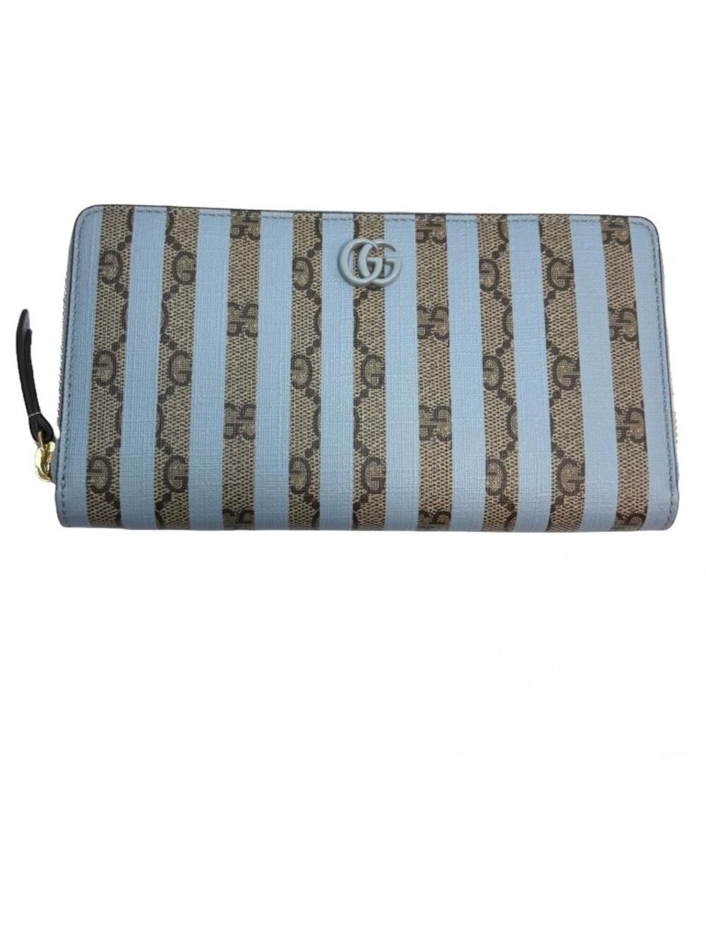 Gucci Double G Supreme Stripe Zip Around Wallet